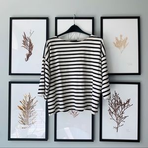 JCrew Oversized Drop-Sleeve Striped Tee Cream/Navy